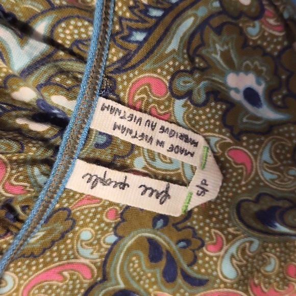 Free People Tank Top Racerback Green Scoop Neck Floral Small - Picture 5 of 5